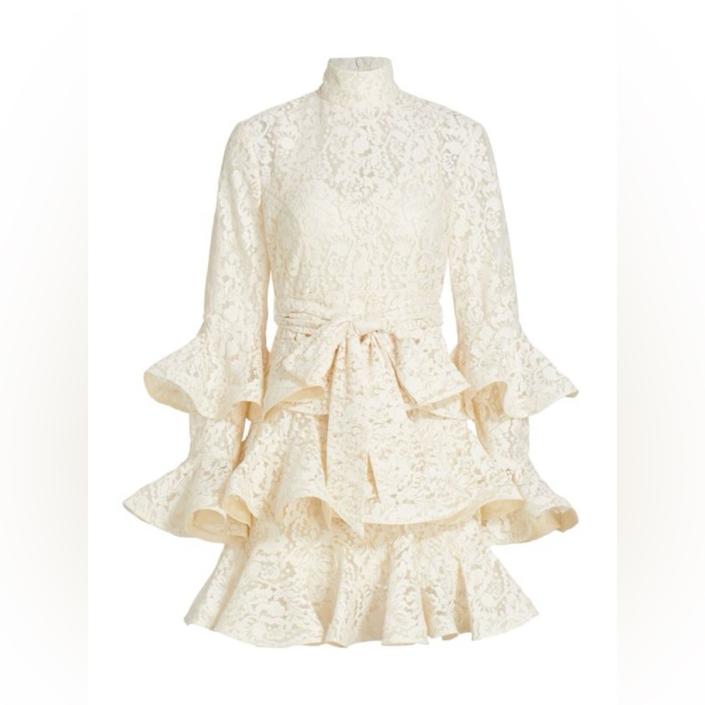 $1550 ZIMMERMANN Tama Tiered Lace Mini Dress size 2/us 8 - Picture 2 of 8